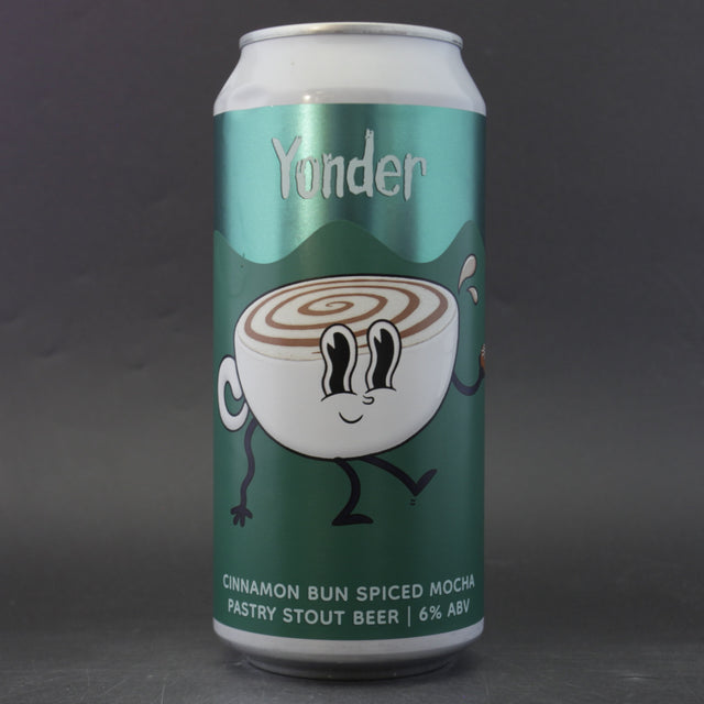 This is a can of Yonder - Cinnamon Bun Spiced Mocha - 6% (440ml). It is a Stout / Porter craft beer available to buy from Ghost Whale, voted London's best craft beer shop.