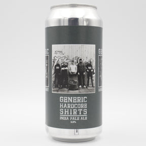 This is a can of Azvex - Generic Hardcore Shirts v4 - 6.8% (440ml). It is a IPA craft beer available to buy from Ghost Whale, voted London's best craft beer shop.