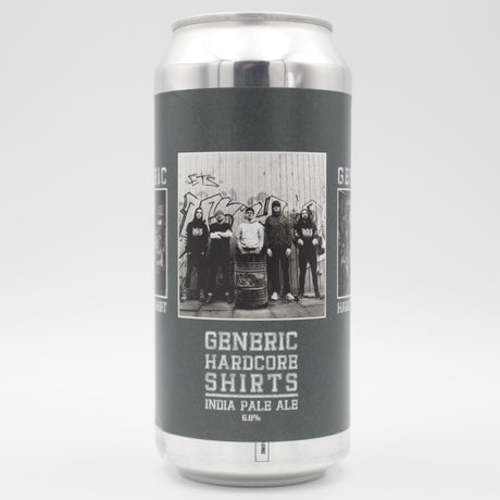 This is a can of Azvex - Generic Hardcore Shirts v4 - 6.8% (440ml). It is a IPA craft beer available to buy from Ghost Whale, voted London's best craft beer shop.