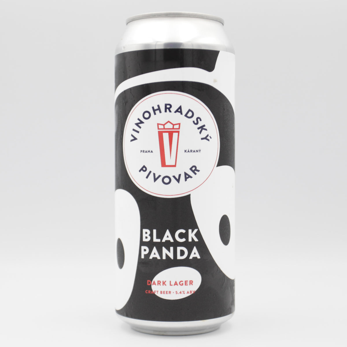 This is a can of Vinohradsky Pivovar - Black Panda - 5.4% (500ml). It is a Lager / Pilsner / Kölsch craft beer available to buy from Ghost Whale, voted London's best craft beer shop.