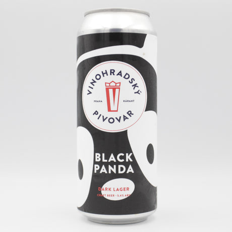This is a can of Vinohradsky Pivovar - Black Panda - 5.4% (500ml). It is a Lager / Pilsner / Kölsch craft beer available to buy from Ghost Whale, voted London's best craft beer shop.