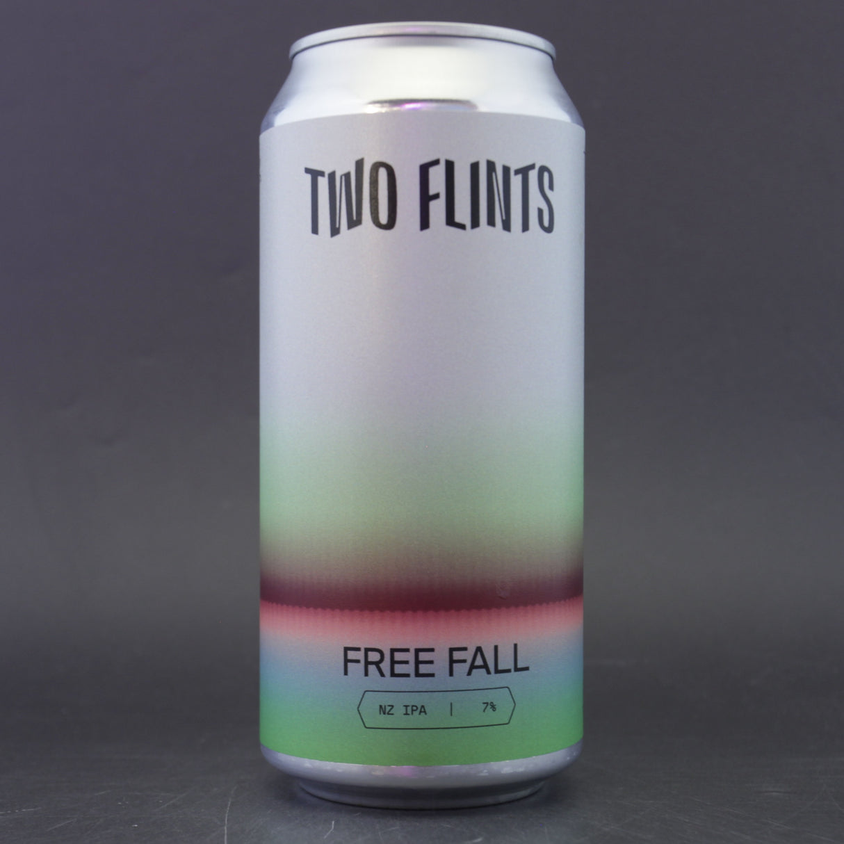 This is a can of Two Flints - Free Fall - 7% (440ml). It is a IPA craft beer available to buy from Ghost Whale, voted London's best craft beer shop.