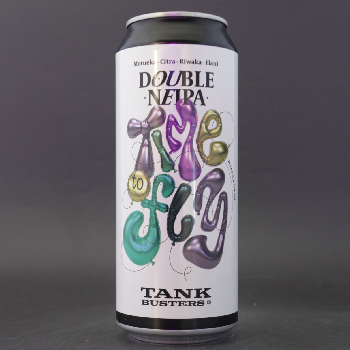 This is a can of Tank Busters - Time To Fly - 7.6% (500ml). It is a Double IPA craft beer available to buy from Ghost Whale, voted London's best craft beer shop.