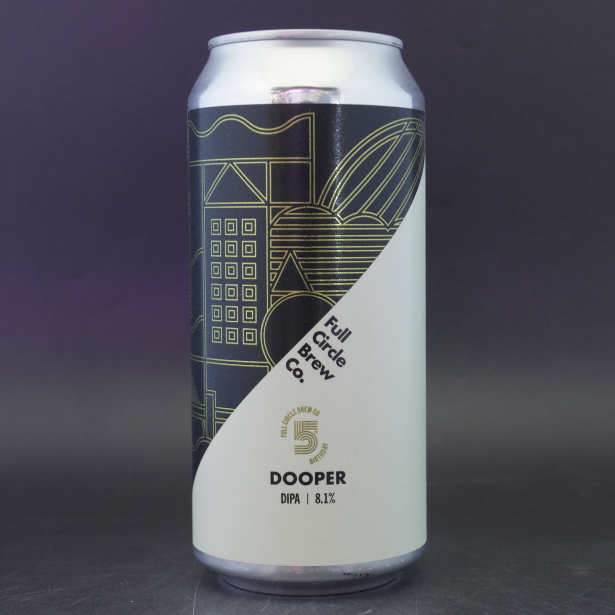 This is a can of Full Circle Brew Co - Dooper 2024 - 8.1% (440ml). It is a Double IPA craft beer available to buy from Ghost Whale, voted London's best craft beer shop.