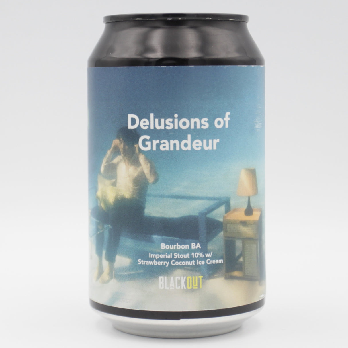 This is a can of Blackout - Delusions Of Grandeur - 10% (330ml). It is a Imperial Stout / Porter craft beer available to buy from Ghost Whale, voted London's best craft beer shop.