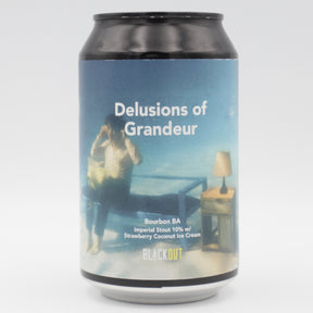 This is a can of Blackout - Delusions Of Grandeur - 10% (330ml). It is a Imperial Stout / Porter craft beer available to buy from Ghost Whale, voted London's best craft beer shop.