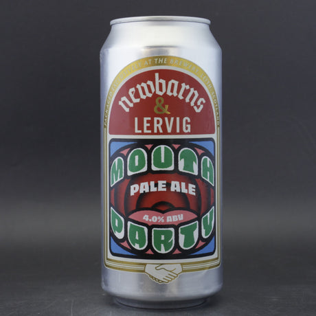 This is a can of Newbarns / Lervig - Mouth Party - 4% (440ml). It is a Pale Ale craft beer available to buy from Ghost Whale, voted London's best craft beer shop.