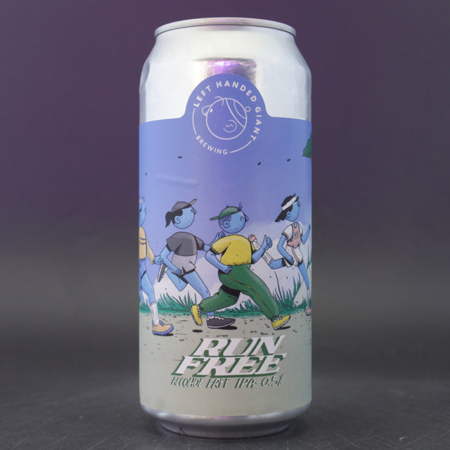 This is a can of Left Handed Giant - Run Free - 0.5% (440ml). It is a IPA craft beer available to buy from Ghost Whale, voted London's best craft beer shop.