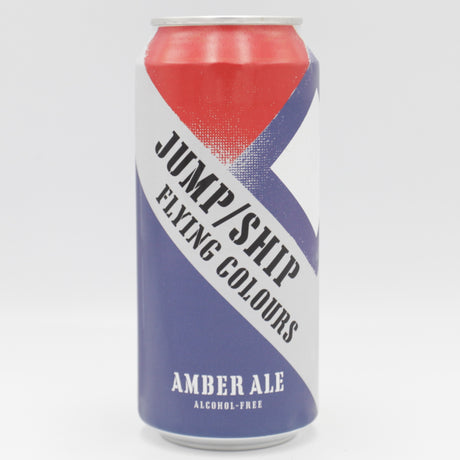 This is a can of Jump Ship Brewing - Flying Colours Amber Ale - 0.5% (440ml). It is a Red / Amber Ale craft beer available to buy from Ghost Whale, voted London's best craft beer shop.