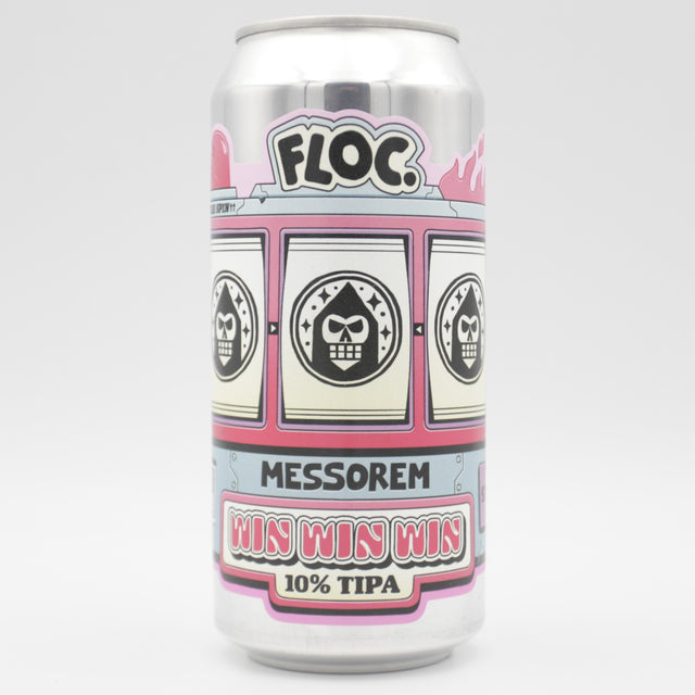 This is a can of Floc / Messorem - Win Win Win - 10% (440ml). It is a Triple IPA craft beer available to buy from Ghost Whale, voted London's best craft beer shop.