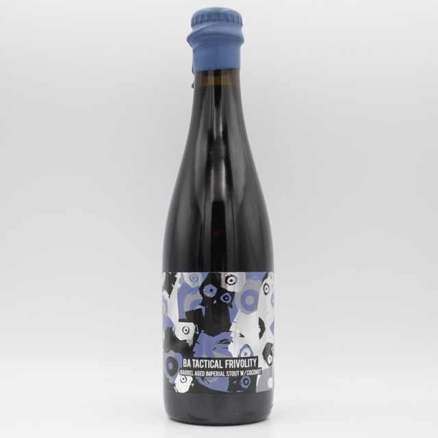 This is a bottle of Bereta Brewing Co. / Sinnister Brew - BA Tactical Frivolity - 12.1% (375ml). It is a Imperial Stout / Porter craft beer available to buy from Ghost Whale, voted London's best craft beer shop.