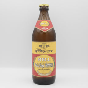 This is a bottle of Flotzinger - Hell - 5% (500ml). It is a Lager / Pilsner / Kölsch craft beer available to buy from Ghost Whale, voted London's best craft beer shop.