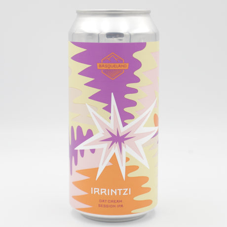 This is a can of Basqueland - Irrintzi - 5.2% (440ml). It is a Session IPA craft beer available to buy from Ghost Whale, voted London's best craft beer shop.