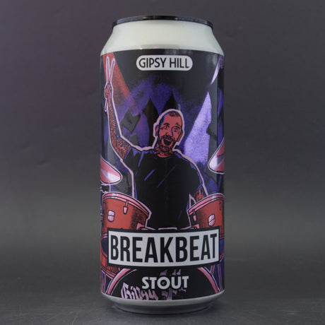 This is a can of Gipsy Hill - Breakbeat - 5.6% (440ml). It is a Stout / Porter craft beer available to buy from Ghost Whale, voted London's best craft beer shop.