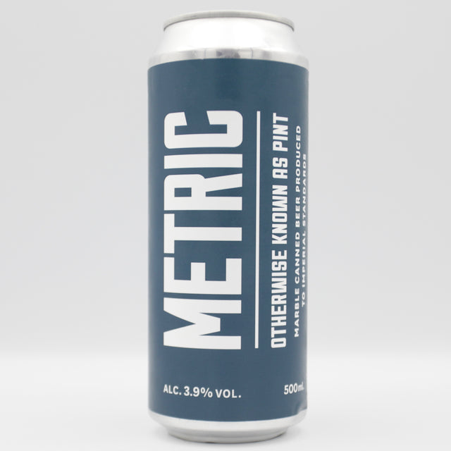 This is a can of Marble - Metric (Pint) - 3.9% (500ml). It is a Blonde / Golden Ale craft beer available to buy from Ghost Whale, voted London's best craft beer shop.