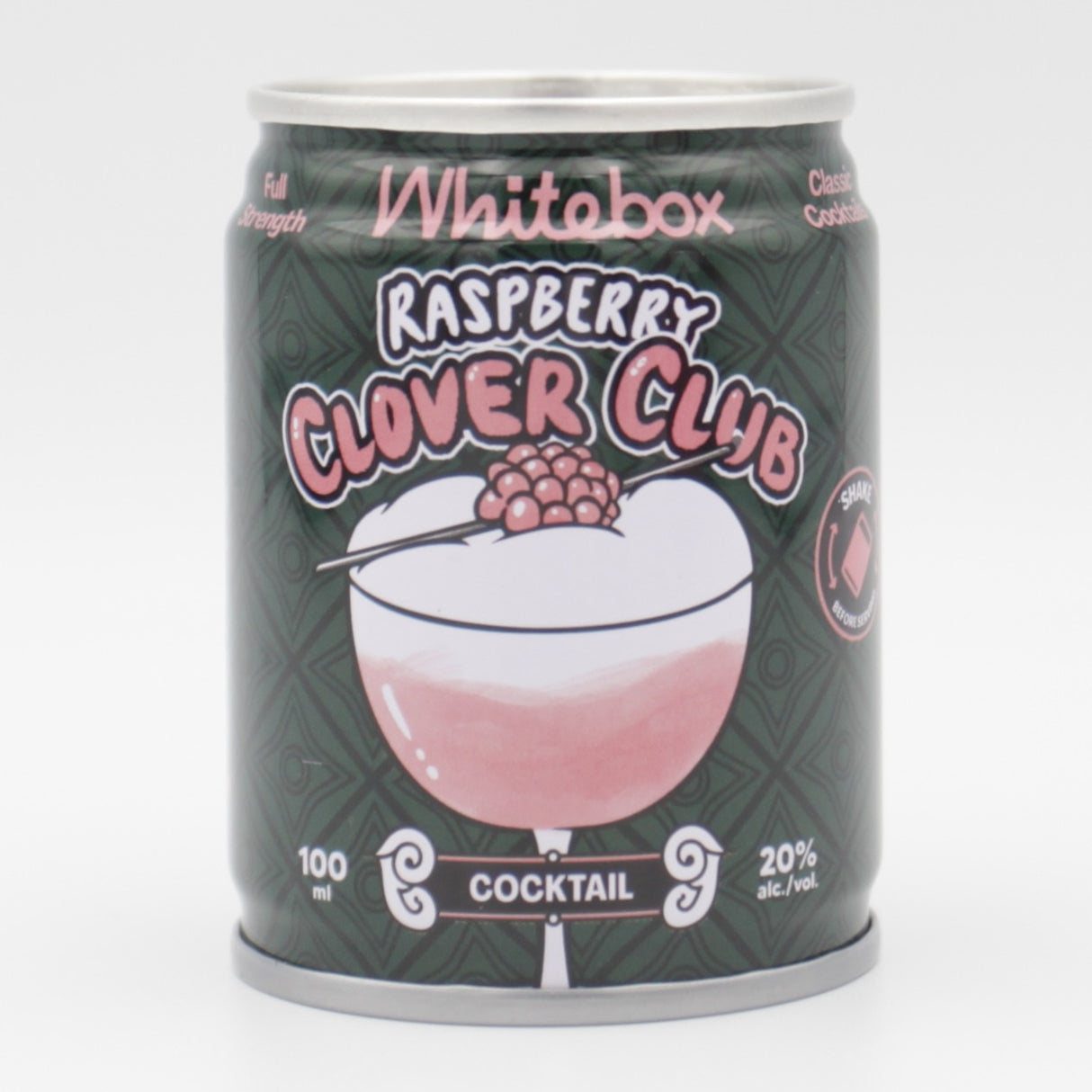 This is a can of Whitebox - Clover Club - 20% (100ml). It is a  craft cocktail available to buy from Ghost Whale, voted London's best craft beer shop.