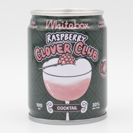 This is a can of Whitebox - Clover Club - 20% (100ml). It is a  craft cocktail available to buy from Ghost Whale, voted London's best craft beer shop.