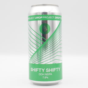 This is a can of Drop Project - Shifty Shifty - 7% (440ml). It is a IPA craft beer available to buy from Ghost Whale, voted London's best craft beer shop.