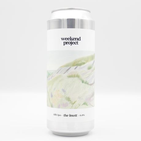This is a can of Weekend Project - The Knott - 6% (500ml). It is a IPA craft beer available to buy from Ghost Whale, voted London's best craft beer shop.