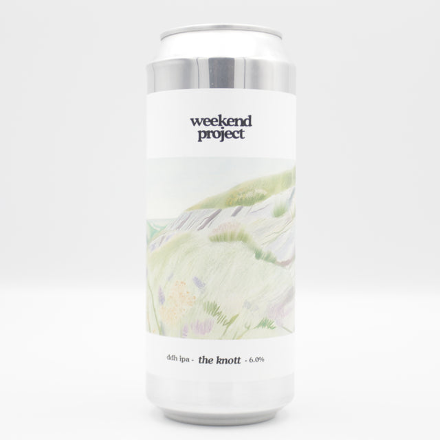 This is a can of Weekend Project - The Knott - 6% (500ml). It is a IPA craft beer available to buy from Ghost Whale, voted London's best craft beer shop.