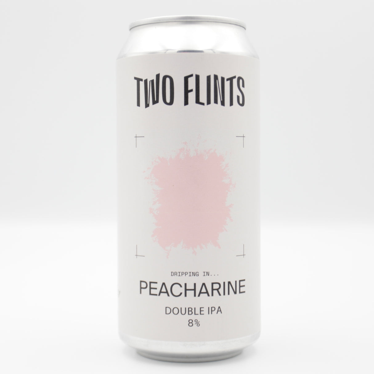 This is a can of Two Flints - Dripping In... Peacharine - 8% (440ml). It is a Double IPA craft beer available to buy from Ghost Whale, voted London's best craft beer shop.