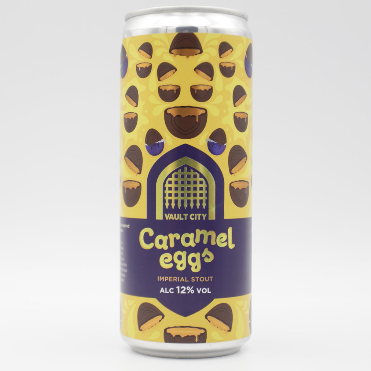 This is a can of Vault City - Caramel Eggs - 12% (330ml). It is a Imperial Stout / Porter craft beer available to buy from Ghost Whale, voted London's best craft beer shop.