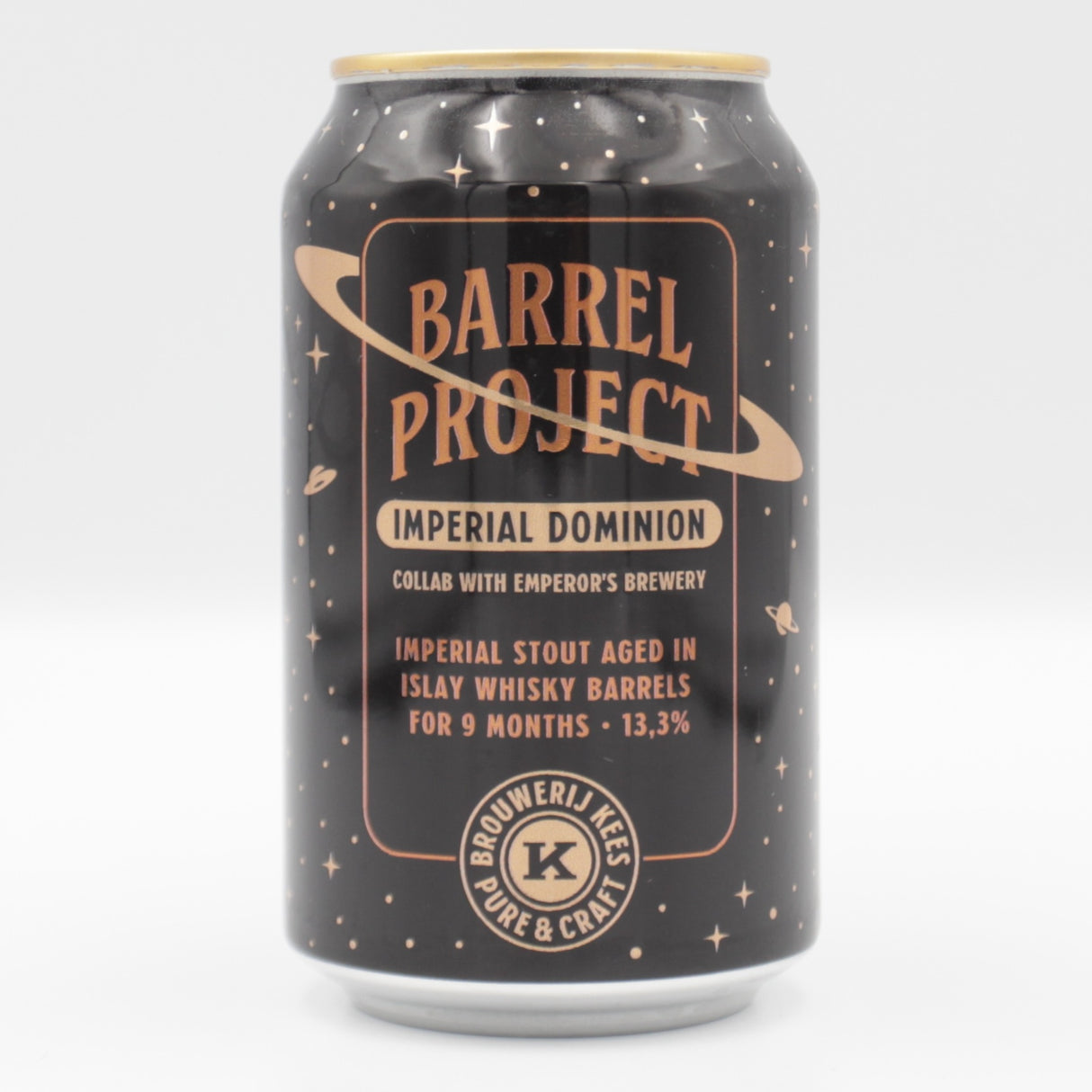 This is a can of Kees / Emperor's - Barrel Project Imperial Dominion - 13.3% (330ml). It is a Imperial Stout / Porter craft beer available to buy from Ghost Whale, voted London's best craft beer shop.