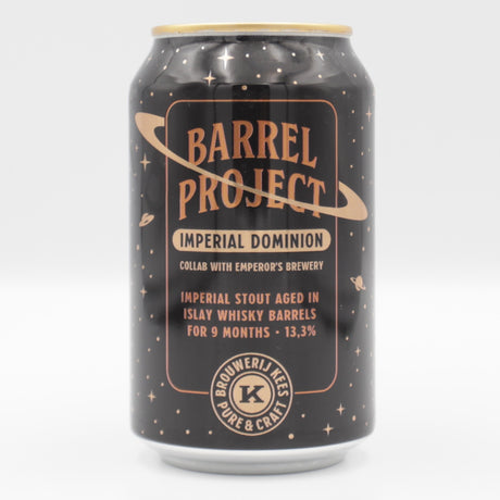 This is a can of Kees / Emperor's - Barrel Project Imperial Dominion - 13.3% (330ml). It is a Imperial Stout / Porter craft beer available to buy from Ghost Whale, voted London's best craft beer shop.