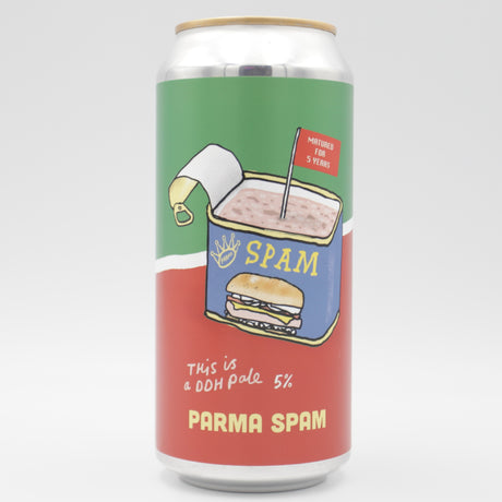 This is a can of Pretty Decent - Parma Spam - 5% (440ml). It is a Pale Ale craft beer available to buy from Ghost Whale, voted London's best craft beer shop.
