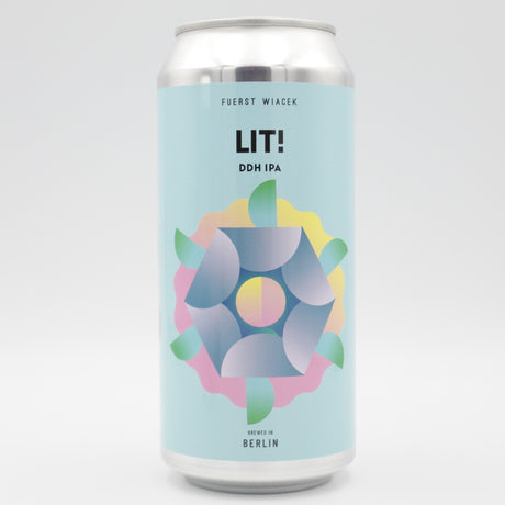 This is a can of Fuerst Wiacek / Commonwealth - Lit! - 6.8% (440ml). It is a IPA craft beer available to buy from Ghost Whale, voted London's best craft beer shop.