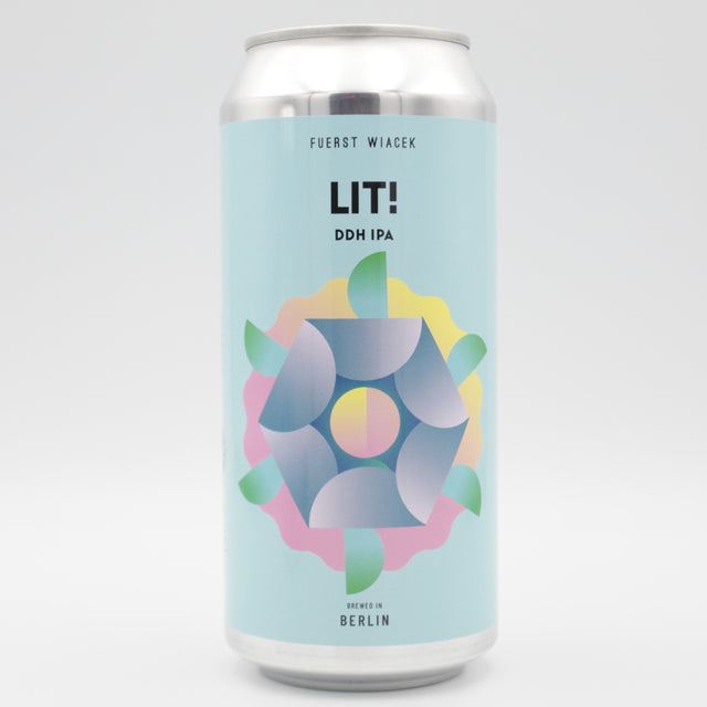This is a can of Fuerst Wiacek / Commonwealth - Lit! - 6.8% (440ml). It is a IPA craft beer available to buy from Ghost Whale, voted London's best craft beer shop.