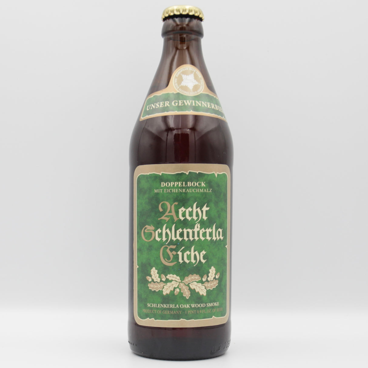 This is a bottle of Schlenkerla - Eiche Doppelbock - 8% (500ml). It is a Lager / Pilsner / Kölsch craft beer available to buy from Ghost Whale, voted London's best craft beer shop.