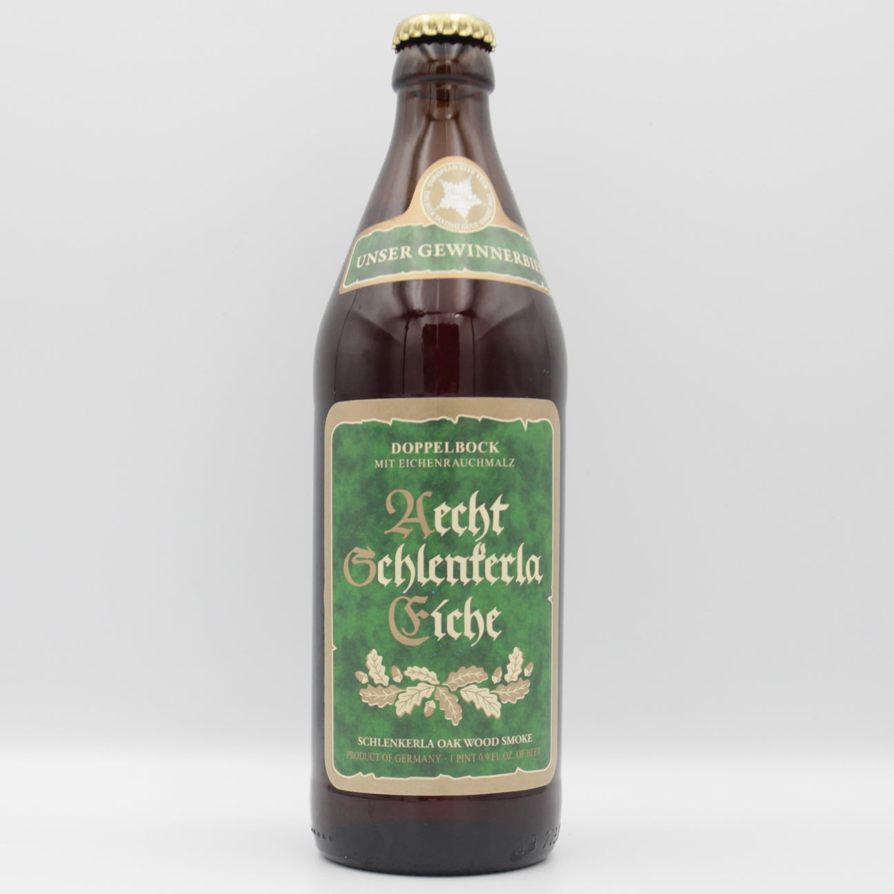 This is a bottle of Schlenkerla - Eiche Doppelbock - 8% (500ml). It is a Lager / Pilsner / Kölsch craft beer available to buy from Ghost Whale, voted London's best craft beer shop.