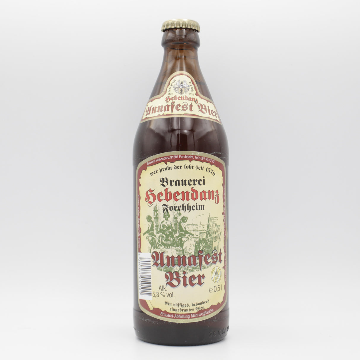This is a bottle of Hebendanz - Annafestbier - 5.3% (500ml). It is a Lager / Pilsner / Kölsch craft beer available to buy from Ghost Whale, voted London's best craft beer shop.