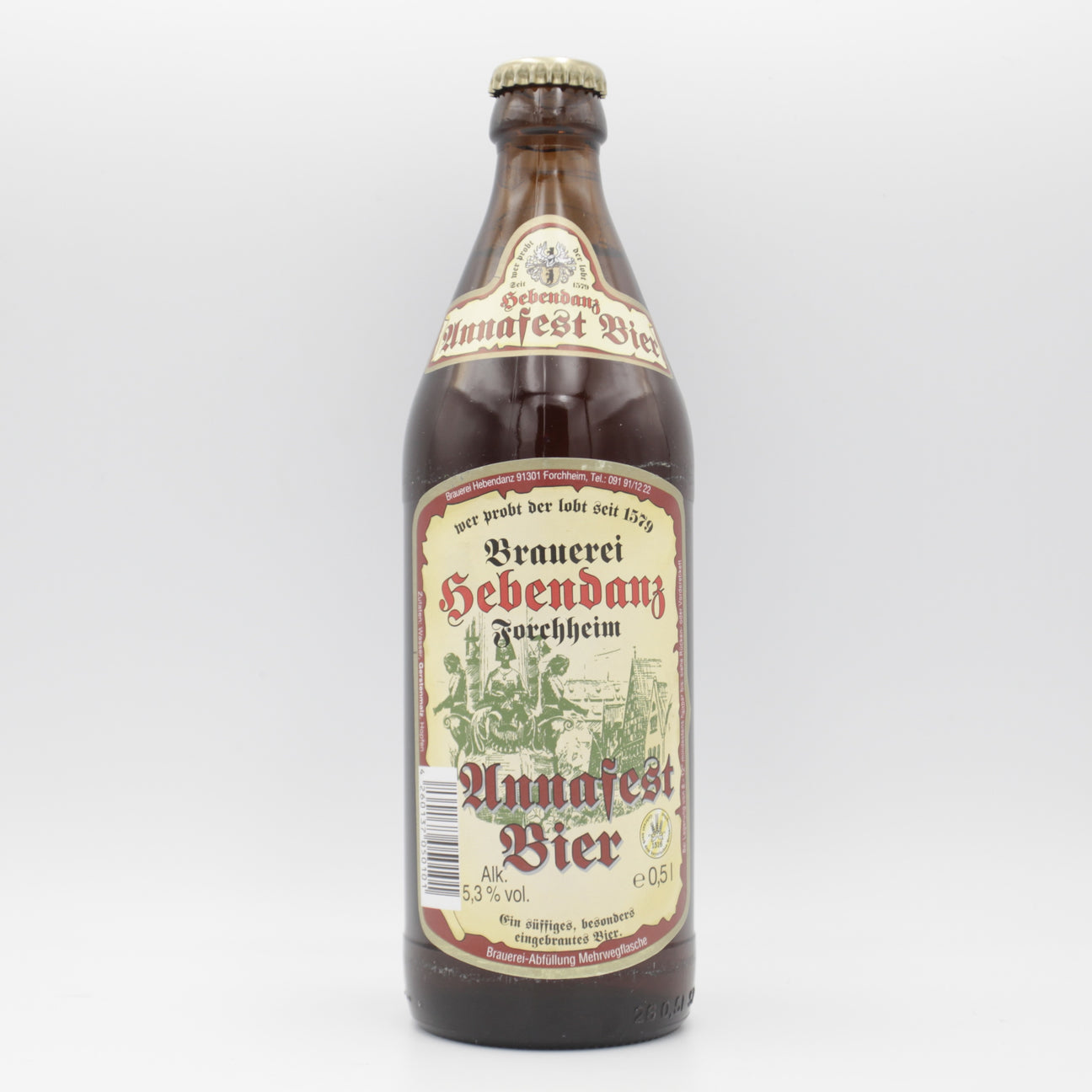 This is a bottle of Hebendanz - Annafestbier - 5.3% (500ml). It is a Lager / Pilsner / Kölsch craft beer available to buy from Ghost Whale, voted London's best craft beer shop.