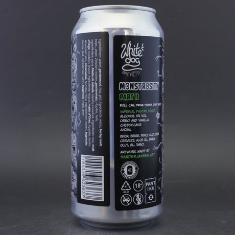 This is a can of White Dog - Monstrosity Part 2 - 11% (440ml). It is a Imperial Stout / Porter craft beer available to buy from Ghost Whale, voted London's best craft beer shop.