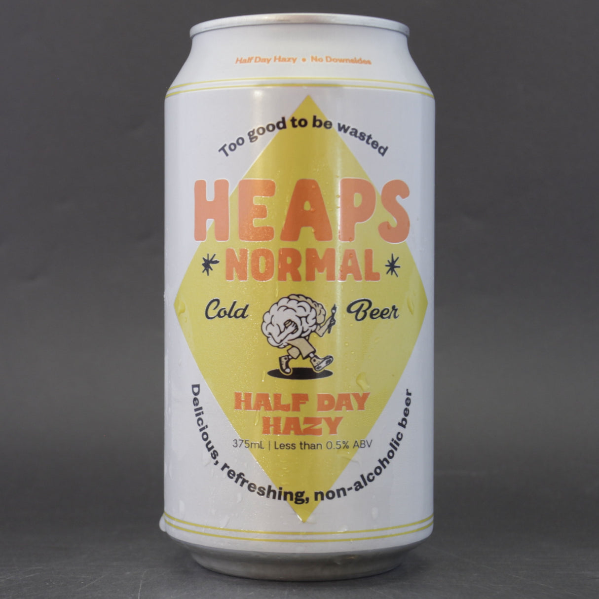 This is a can of Heaps Normal - Half Day Hazy - 0.5% (375ml). It is a Pale Ale craft beer available to buy from Ghost Whale, voted London's best craft beer shop.