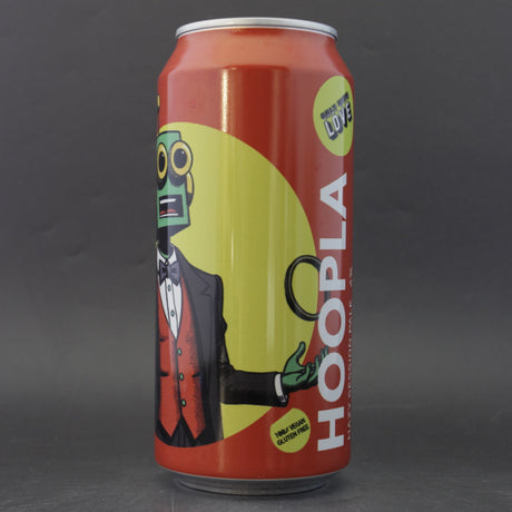 This is a can of Only With Love - Hoopla - 4% (440ml). It is a Pale Ale craft beer available to buy from Ghost Whale, voted London's best craft beer shop.