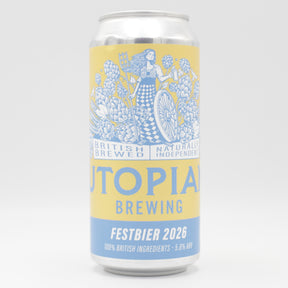 This is a can of Utopian - Festbier 2026 - 5.6% (440ml). It is a Lager / Pilsner / Kölsch craft beer available to buy from Ghost Whale, voted London's best craft beer shop.