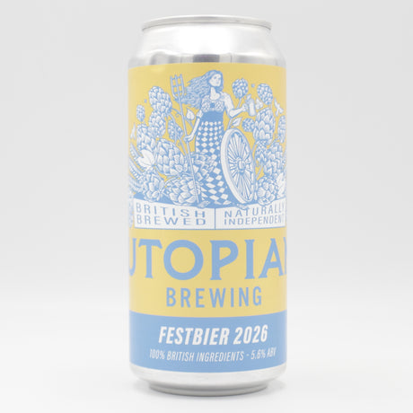 This is a can of Utopian - Festbier 2026 - 5.6% (440ml). It is a Lager / Pilsner / Kölsch craft beer available to buy from Ghost Whale, voted London's best craft beer shop.