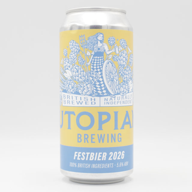 This is a can of Utopian - Festbier 2026 - 5.6% (440ml). It is a Lager / Pilsner / Kölsch craft beer available to buy from Ghost Whale, voted London's best craft beer shop.