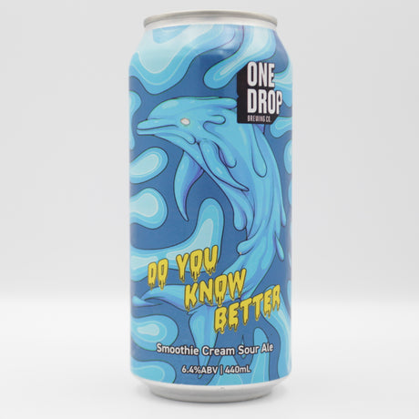 This is a can of One Drop - Do You Know Better? - 6.4% (440ml). It is a Sour craft beer available to buy from Ghost Whale, voted London's best craft beer shop.
