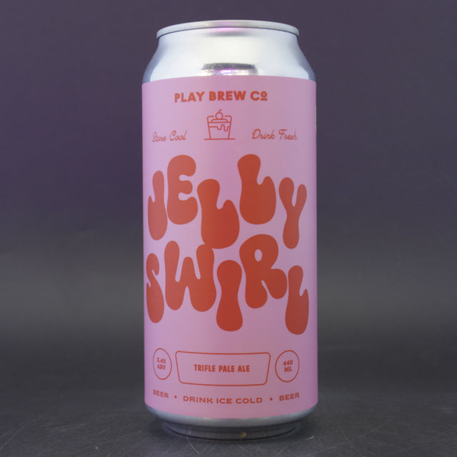 This is a can of Play Brew Co - Jelly Swirl Trifle - 3.4% (440ml). It is a Pale Ale craft beer available to buy from Ghost Whale, voted London's best craft beer shop.