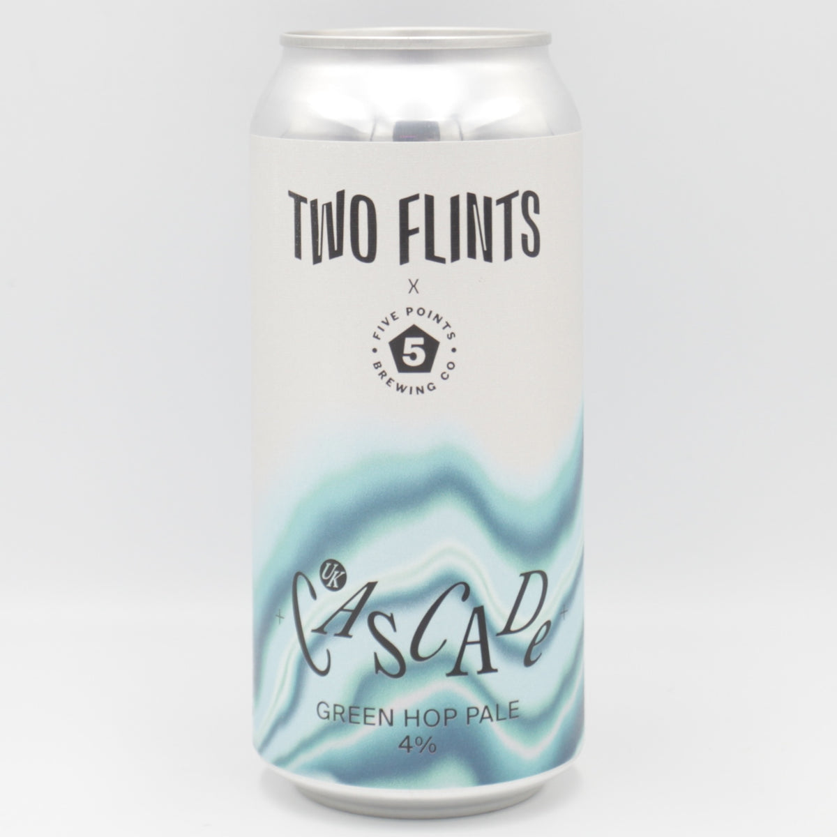 This is a can of Two Flints / Five Points - UK Cascade - 4% (440ml). It is a Pale Ale craft beer available to buy from Ghost Whale, voted London's best craft beer shop.