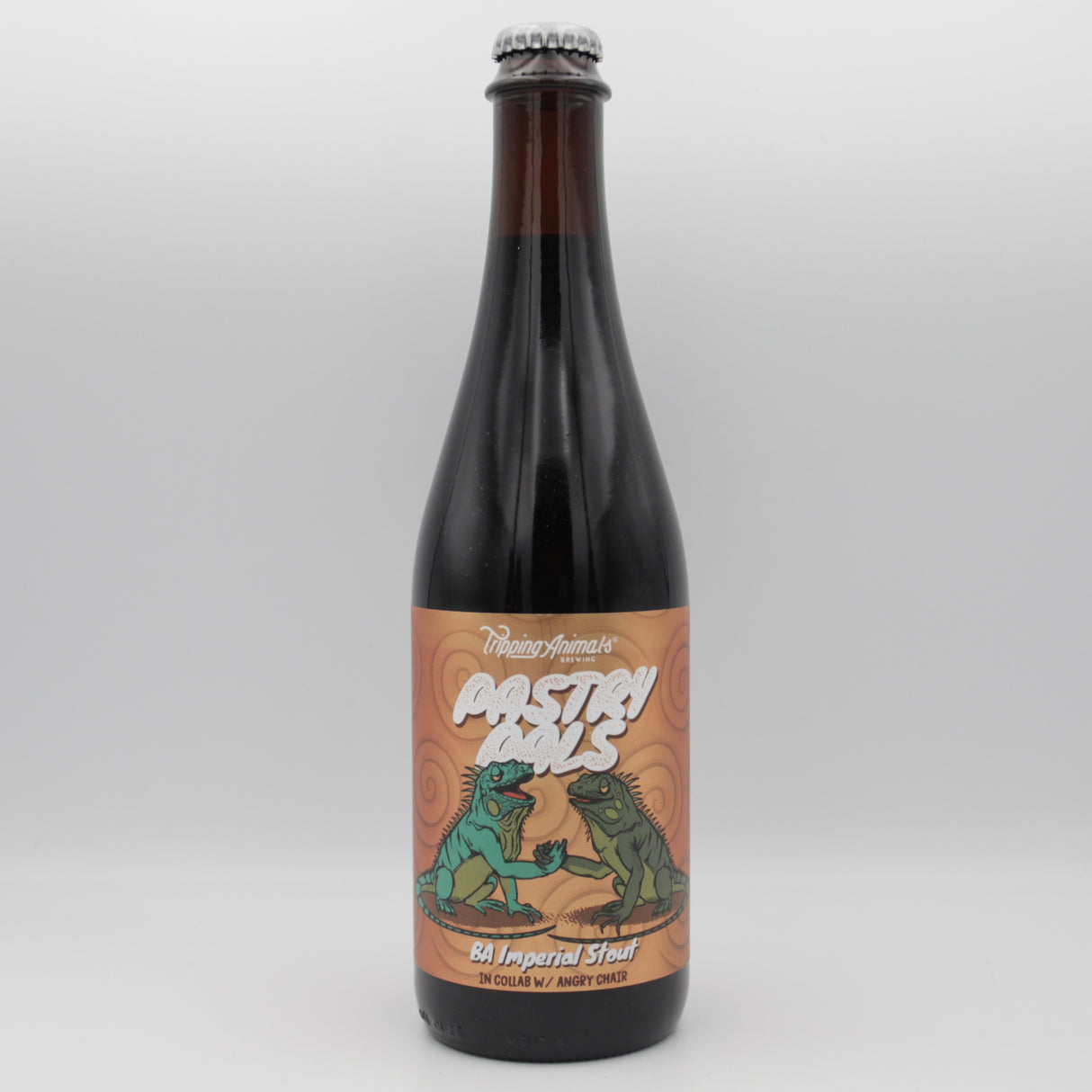 This is a bottle of Tripping Animals / Angry Chair - Pastry Pals - 13.6% (500ml). It is a Imperial Stout / Porter craft beer available to buy from Ghost Whale, voted London's best craft beer shop.