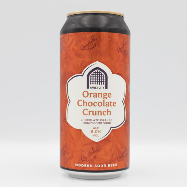 This is a can of Vault City - Orange Chocolate Crunch - 6% (440ml). It is a Sour craft beer available to buy from Ghost Whale, voted London's best craft beer shop.