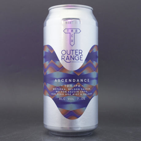 This is a can of Track / Outer Range - Ascendance - 7% (440ml). It is a IPA craft beer available to buy from Ghost Whale, voted London's best craft beer shop.