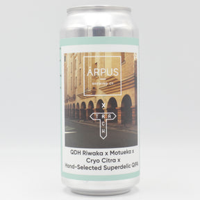 This is a can of Arpus Brewing Co / Track - QDH Riwaka x Motueka x Cryo Citra x Hand-Selected Superdelic QIPA - 11.5% (440ml). It is a Triple IPA craft beer available to buy from Ghost Whale, voted London's best craft beer shop.