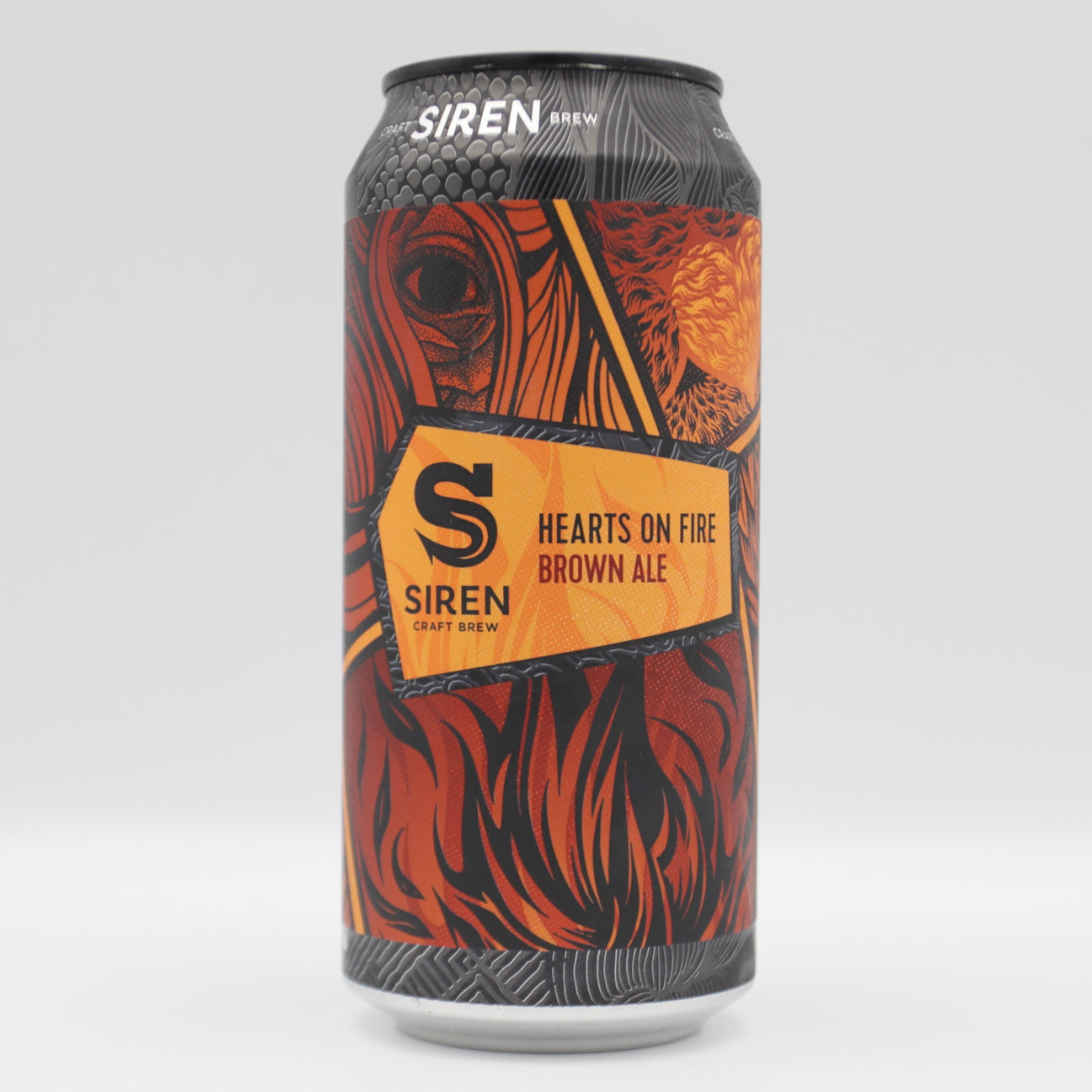 This is a can of Siren - Hearts On Fire - 5.4% (440ml). It is a Brown Ale craft beer available to buy from Ghost Whale, voted London's best craft beer shop.