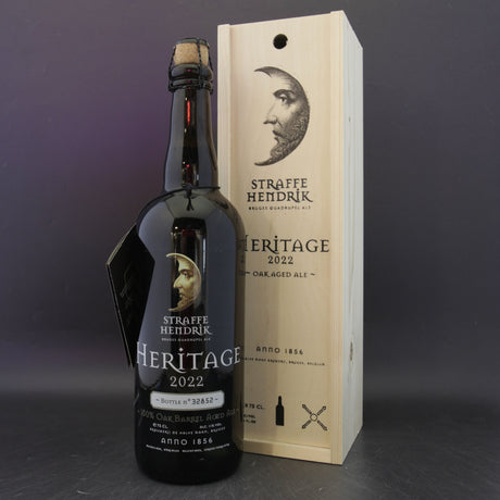 This is a sharing bottle of Brouwerij De Halve Maan - Straffe Hendrik: Heritage 2022 - 11% (750ml). It is a Belgian Style craft beer available to buy from Ghost Whale, voted London's best craft beer shop.
